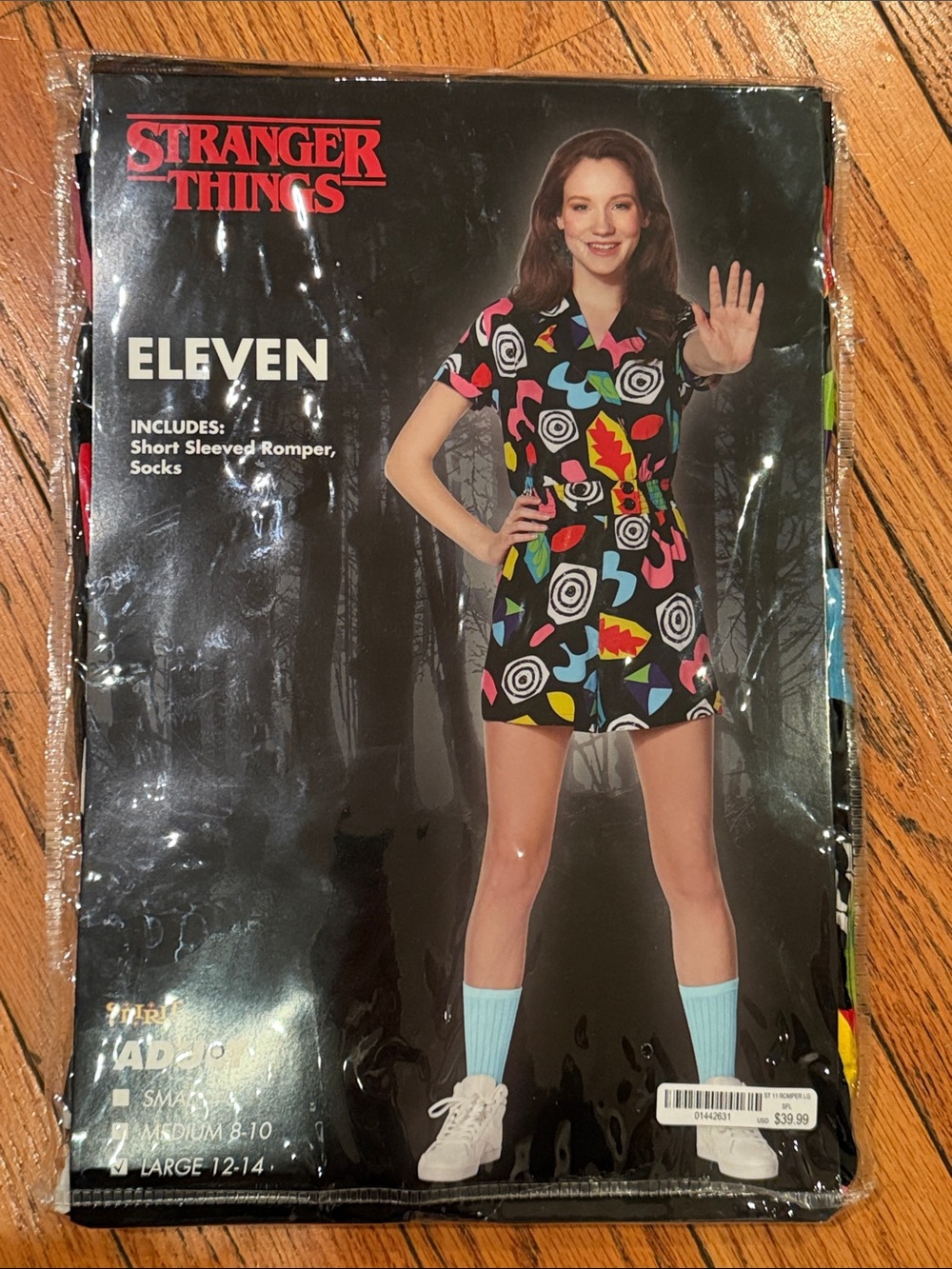 Stranger Things Eleven Black Multicolor Short-Sleeve Romper Costume
